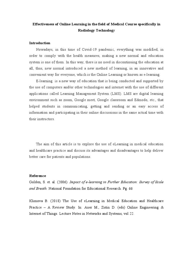 Effectiveness of Online Learning in The Field of M | PDF