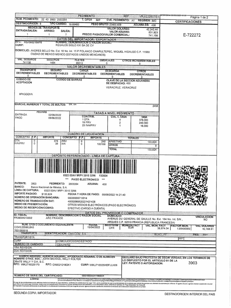 Read Formas De Pago Pedimentos