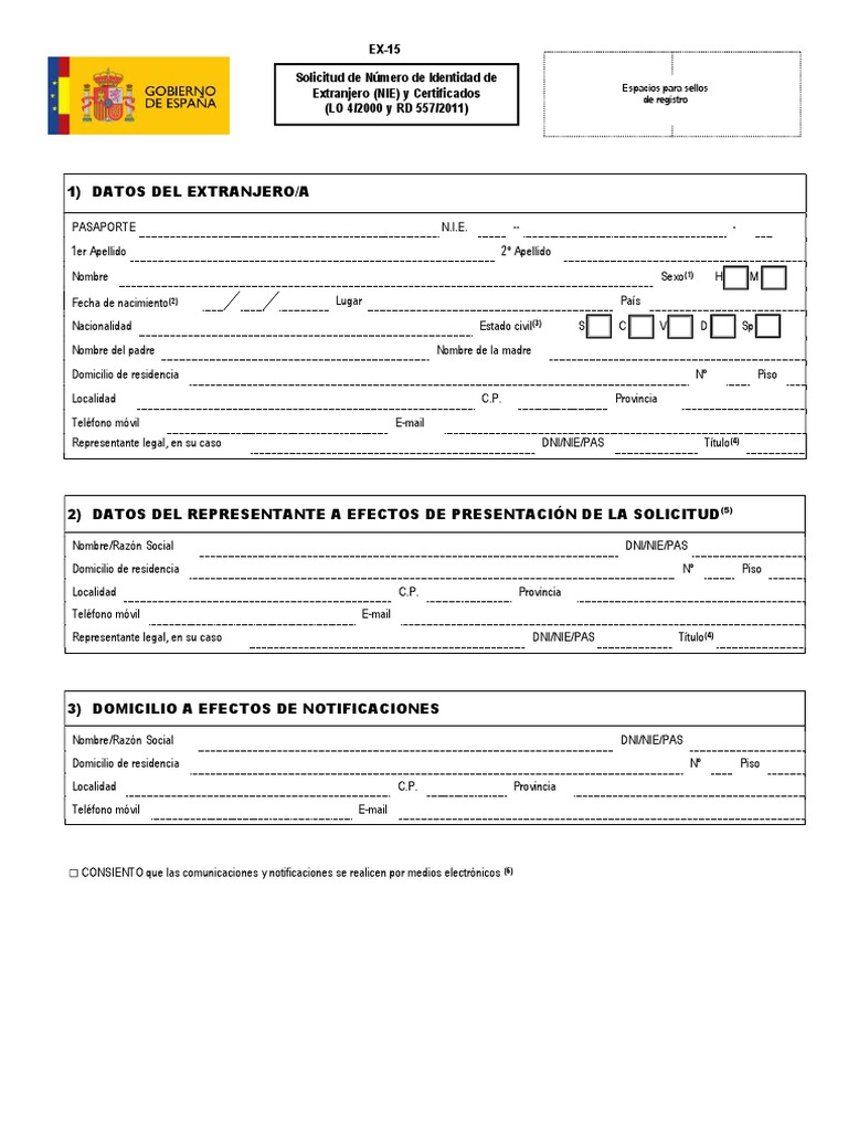 15Formulario NIE y Certificados Imprimible PDF Privacidad de la
