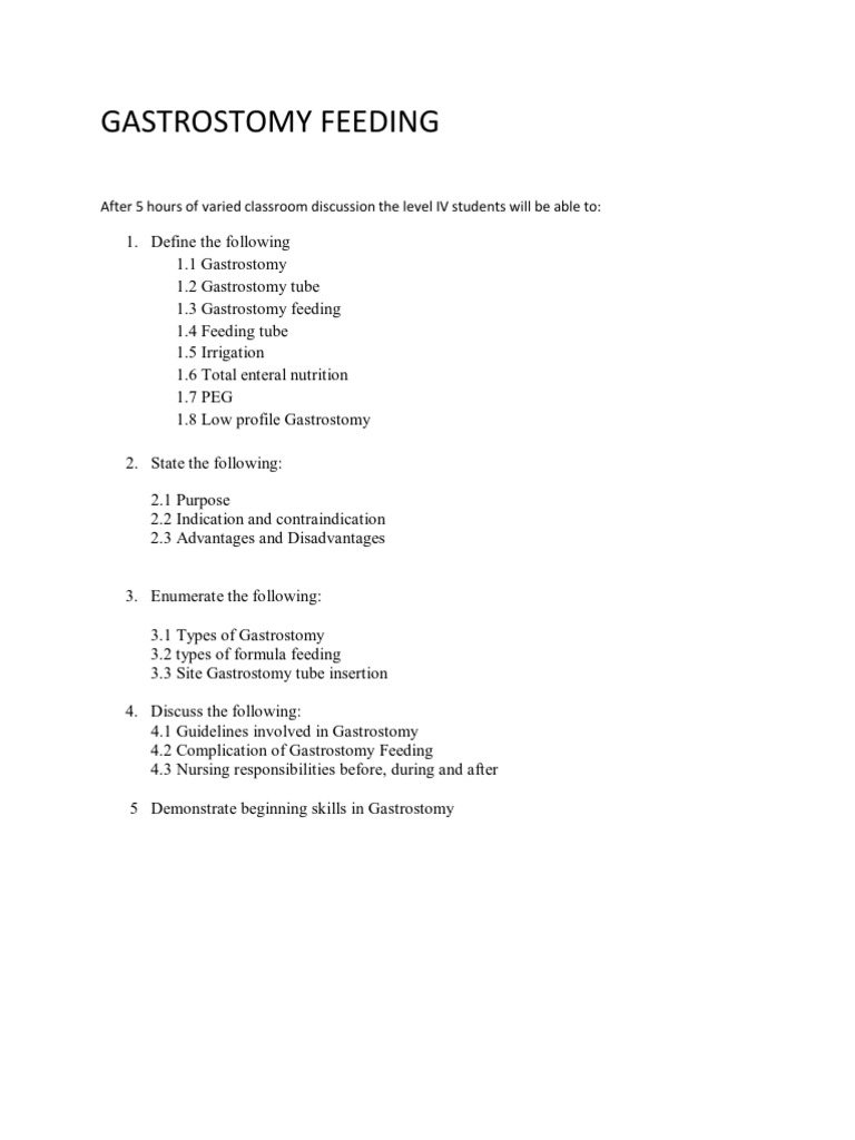 Gastrostomy Feeding: Indications & Procedures | PDF
