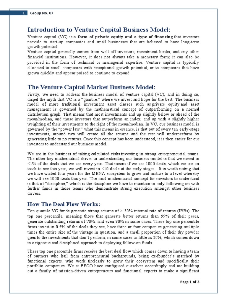 Introduction To VC Business Model | PDF | Venture Capital | Corporate ...