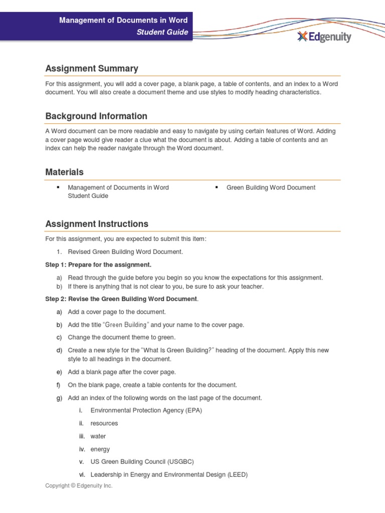 Hands-On Assignment-Management of Word Documents-Student Guide | PDF ...