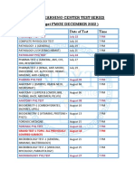 Next Learning Center Test Series (Target FMGE DECEMBER 2022) Subject Date of Test Time