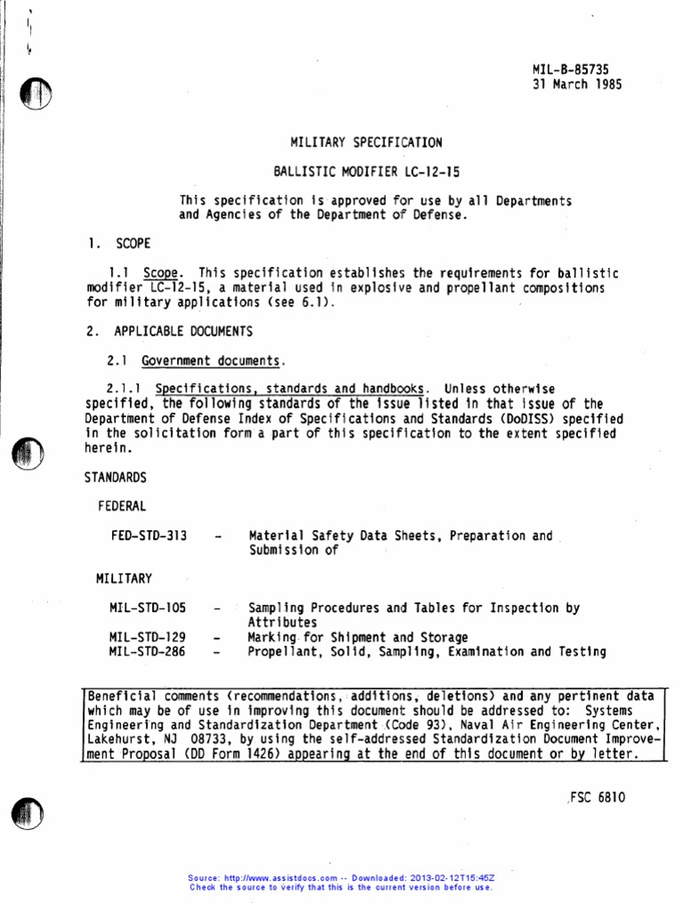 Mil B 85735 | PDF | Specification (Technical Standard) | Nitric Acid