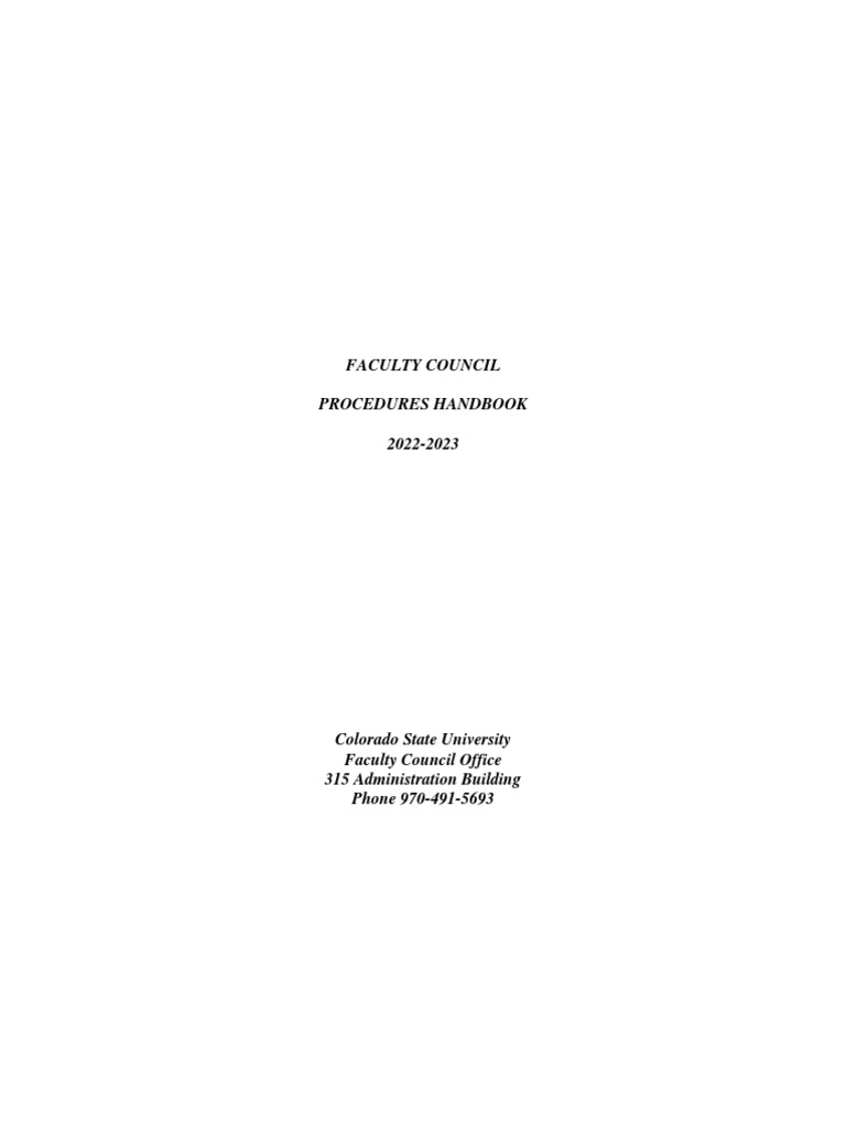 2022 2023 Csu Faculty Council Procedures Handbook PDF Committee Parliamentary Procedure