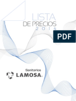 Lista de precios de sanitarios ecológicos Lamosa 2014