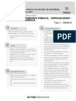 FGV 2015 Dpe Ro Tecnico Da Defensoria Publica Oficial de Diligencia Prova