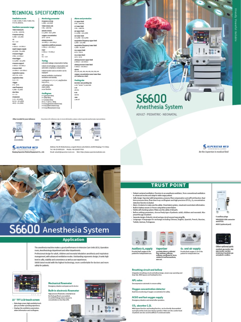 Advanced Anesthesia System S6600 Specs | PDF | Clinical Medicine ...
