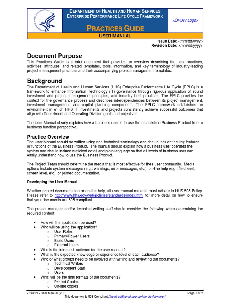 HHS EPLC User Manual Guide | PDF | Project Management | Business
