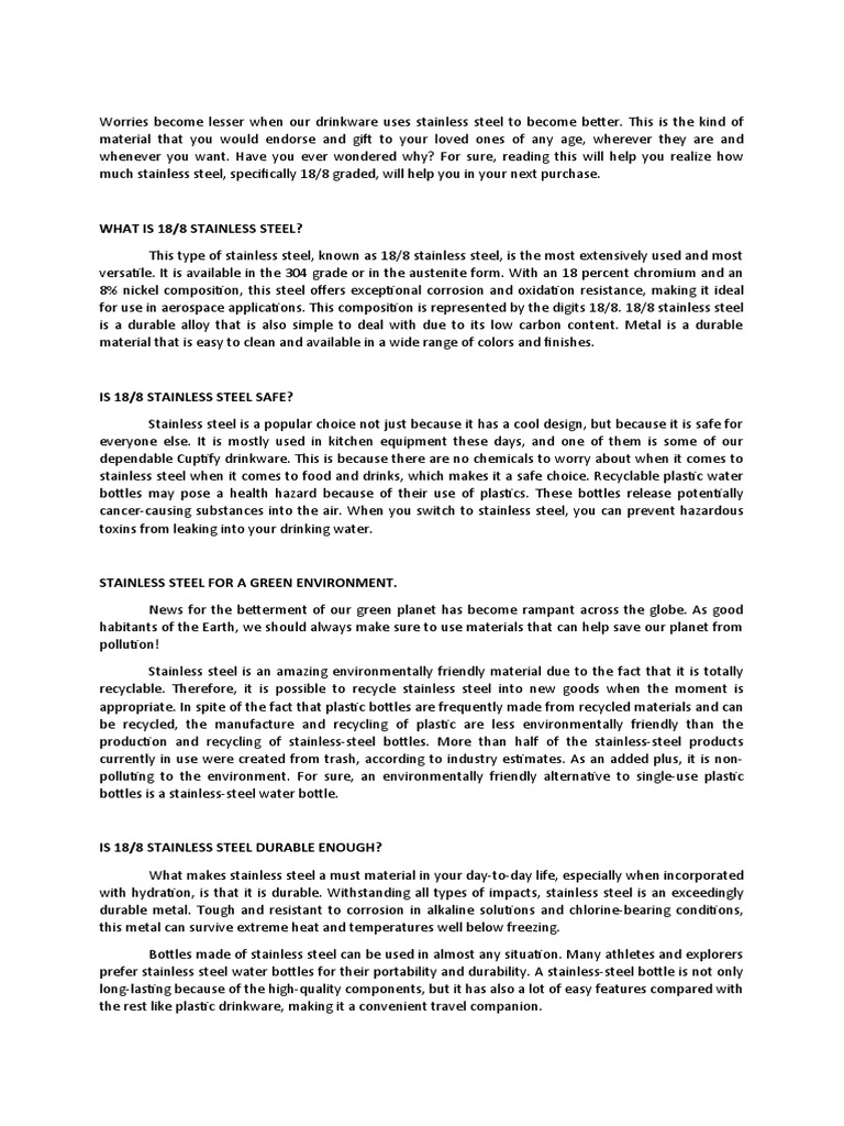 Worries Lesser When Our Drinkware Uses Stainless Steel To