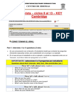 Entrevista - Balotario de Preguntas - SOLO PARA TEACHERS - KEY - Intermedio Desde 8° Hasta El 13°