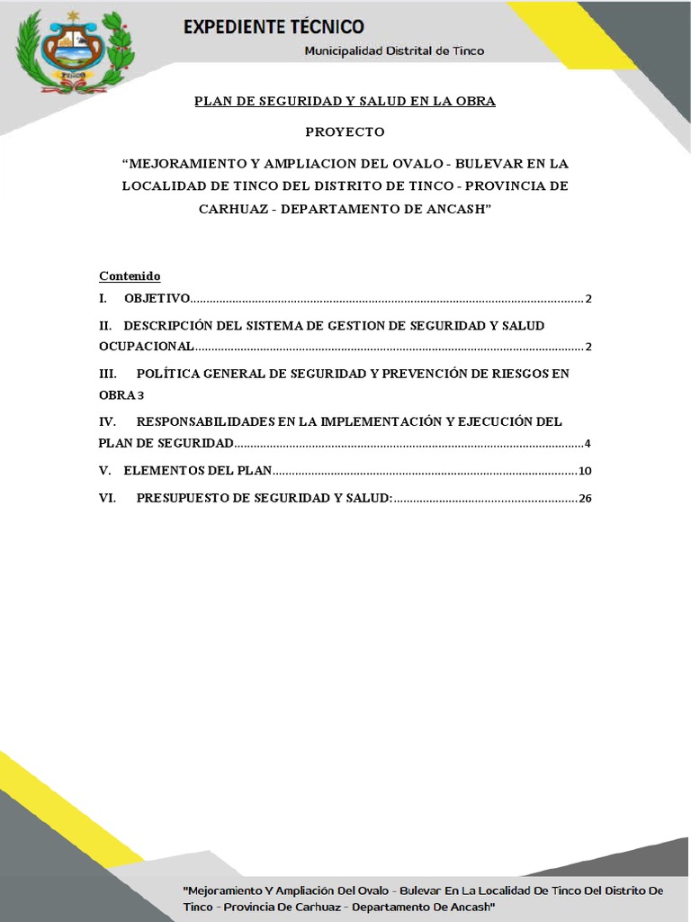 Plan de Seguridad y Salud en Obra | PDF | Seguridad y salud ocupacional ...