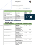 Calendario de Evaluaciones 7°A 1° Semestre