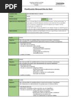 Planificación Mensual Educación Física - 8vos - Abril