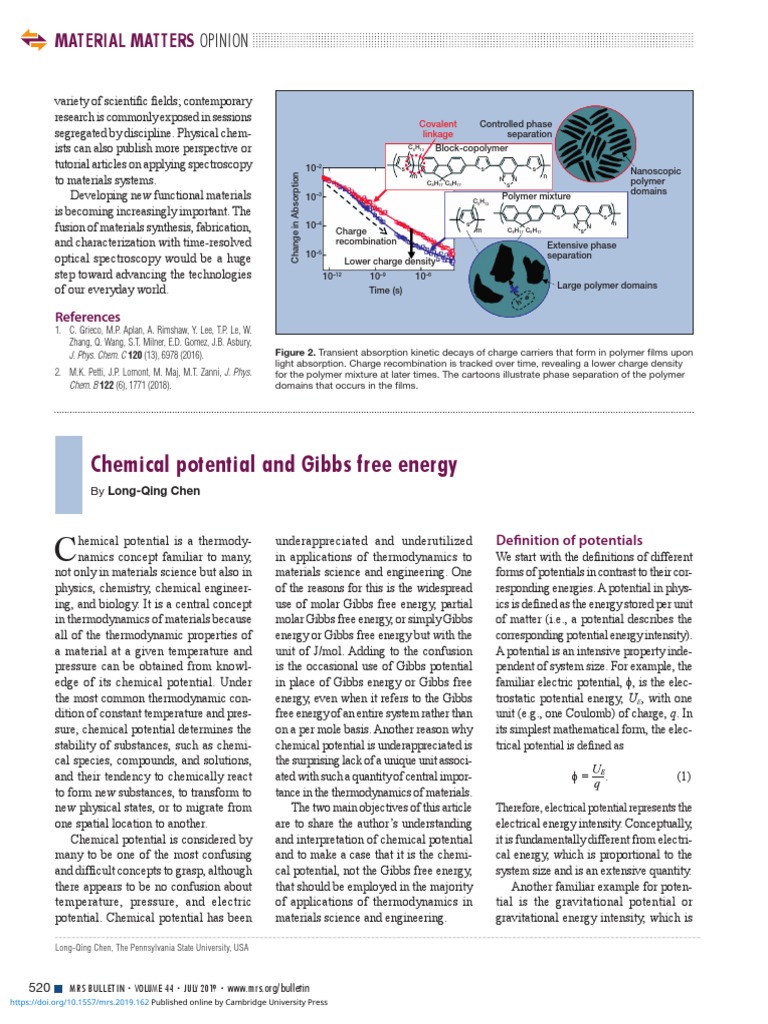 Chemical Potential and Gibbs Free Energy | PDF | Gibbs Free Energy ...