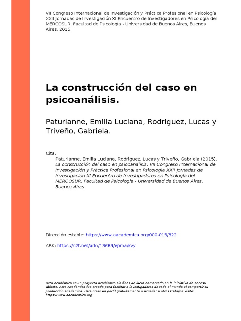 Construcción del Caso en Psicoanálisis | PDF | Jacques Lacan ...