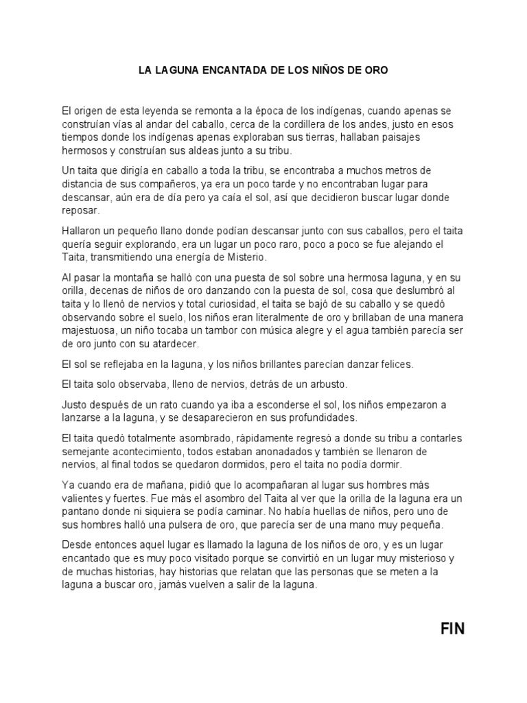 Leyenda de La Laguna Encantada de Los Niños de Oro. | PDF | Dom