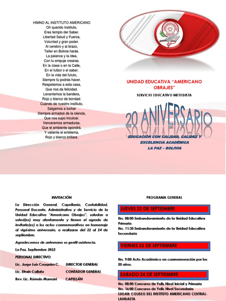 Aniversario del Instituto Americano | PDF