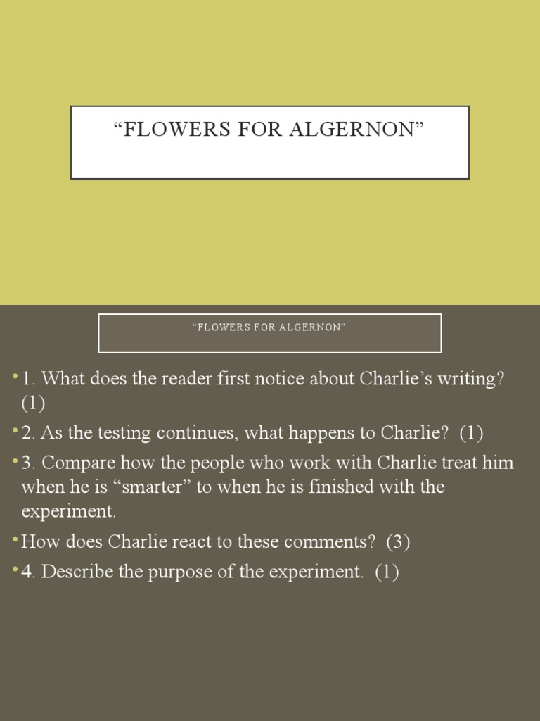 Flowers For Algernon Activity PDF