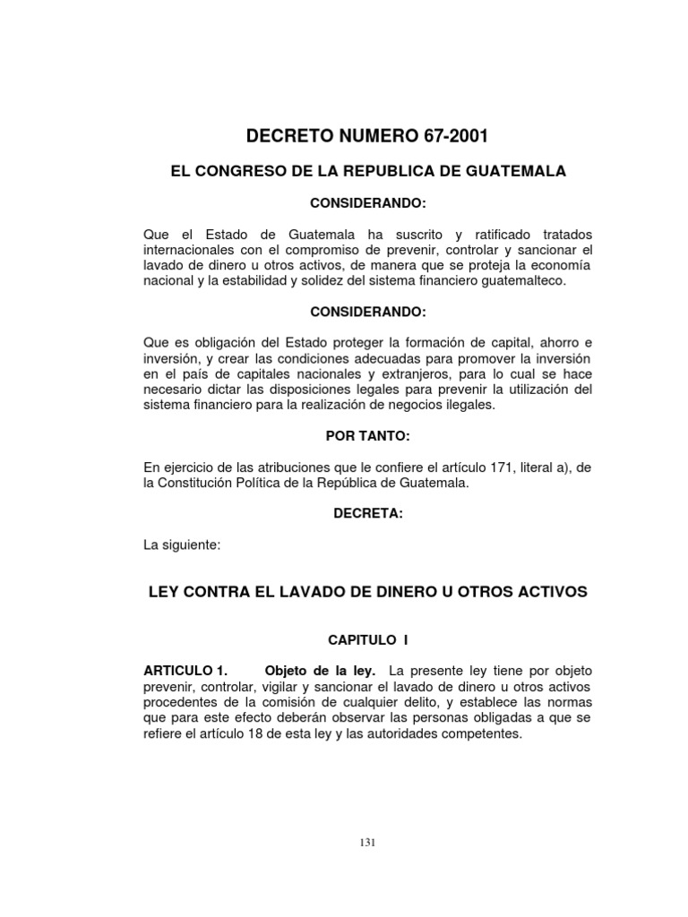 Ley Lavado de Dinero U Otros Activos | PDF | Finanzas y dinero ...