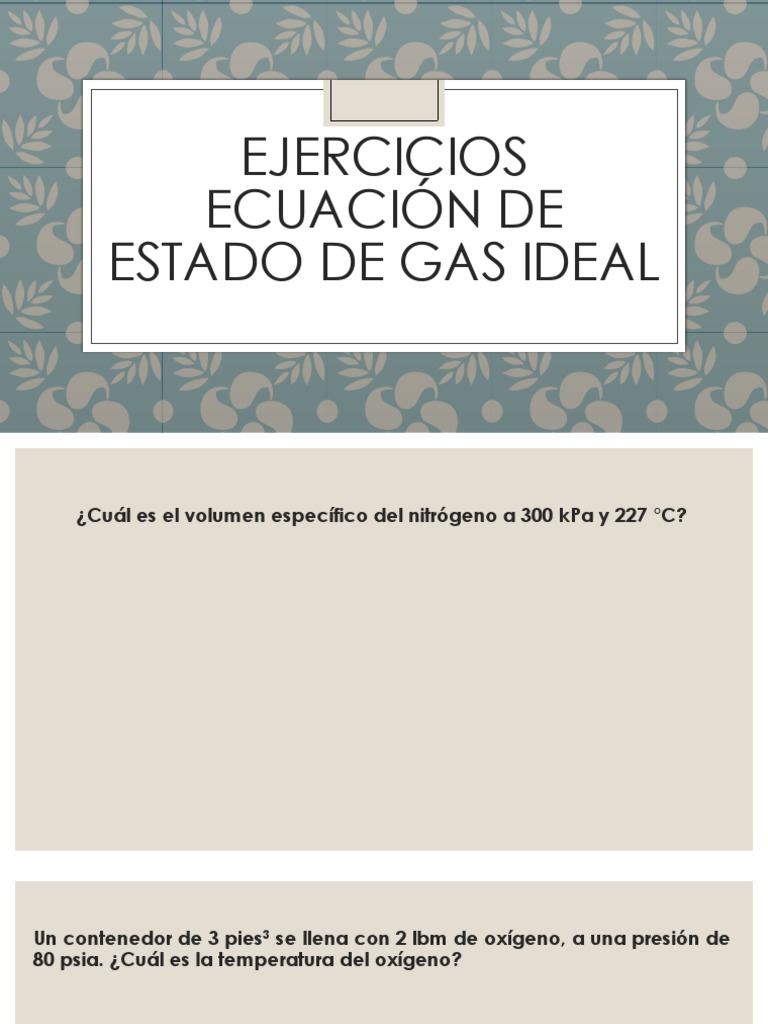 Ejercicios de gas ideal y ecuación de estado | PDF