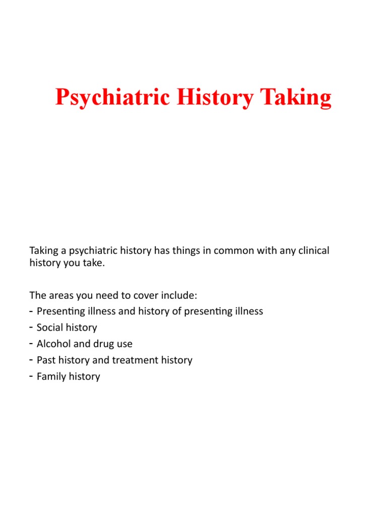 Psychiatric History Taking PDF Psychiatry Mental Disorder