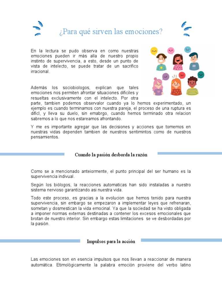 Importancia de las emociones en la vida | PDF | Las emociones | Mente