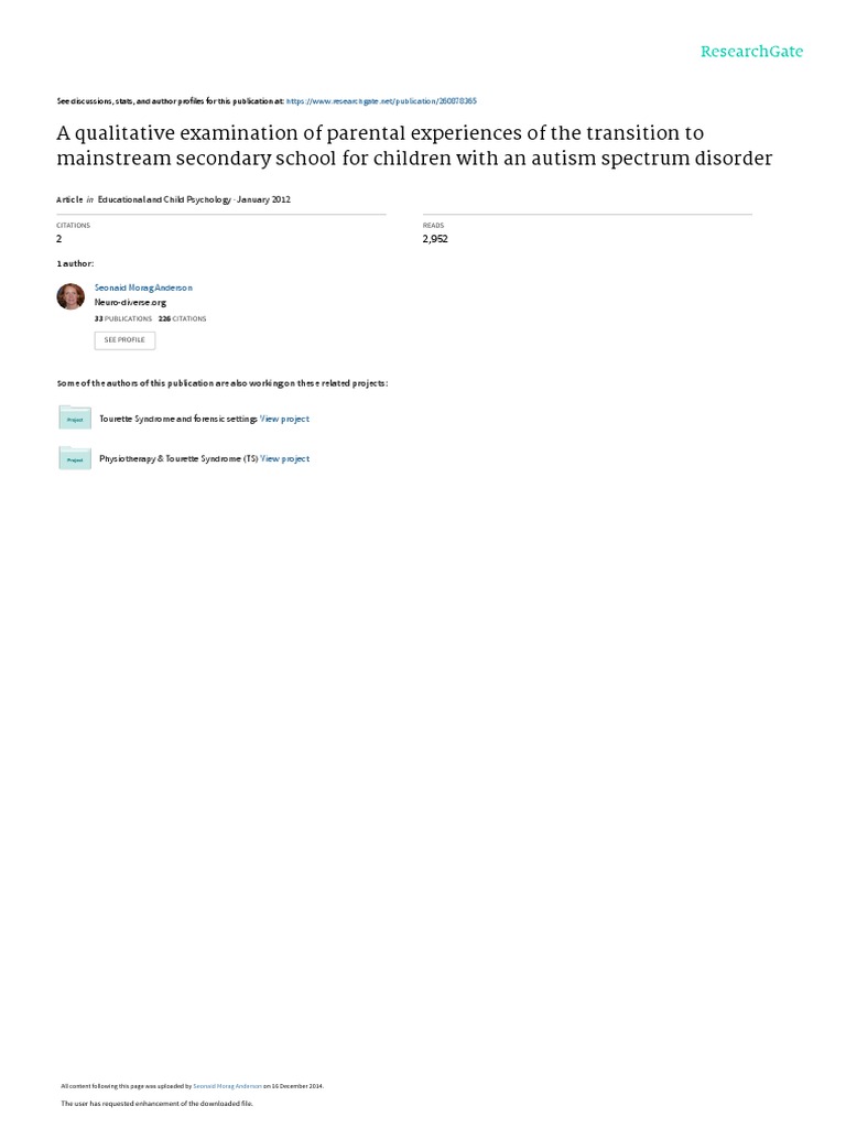 Supporting An Autistic Child In Mainstream Secondary School