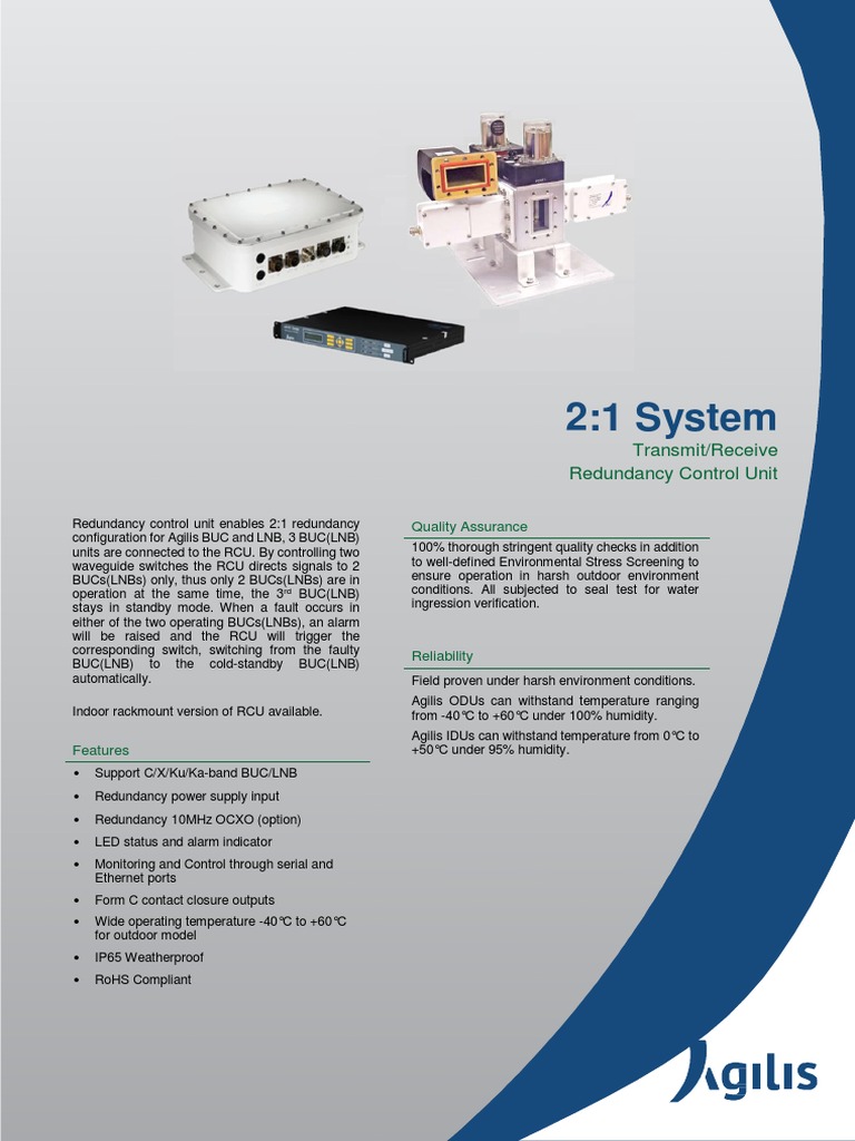 Agilis AAV 620 Datasheet 2+1 System (Rev A 00) PDF Equipment