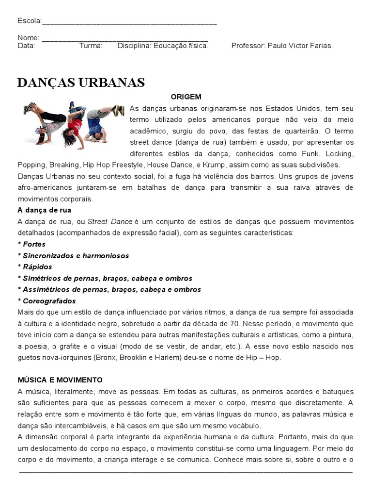 Origem e estilos das danças urbanas | PDF | Música hip hop | Danças