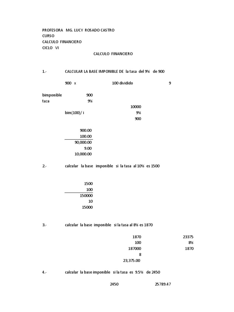 Calculo De Base Imponible