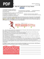 Exercícios Sobre Tecidos Do Corpo Humano | PDF