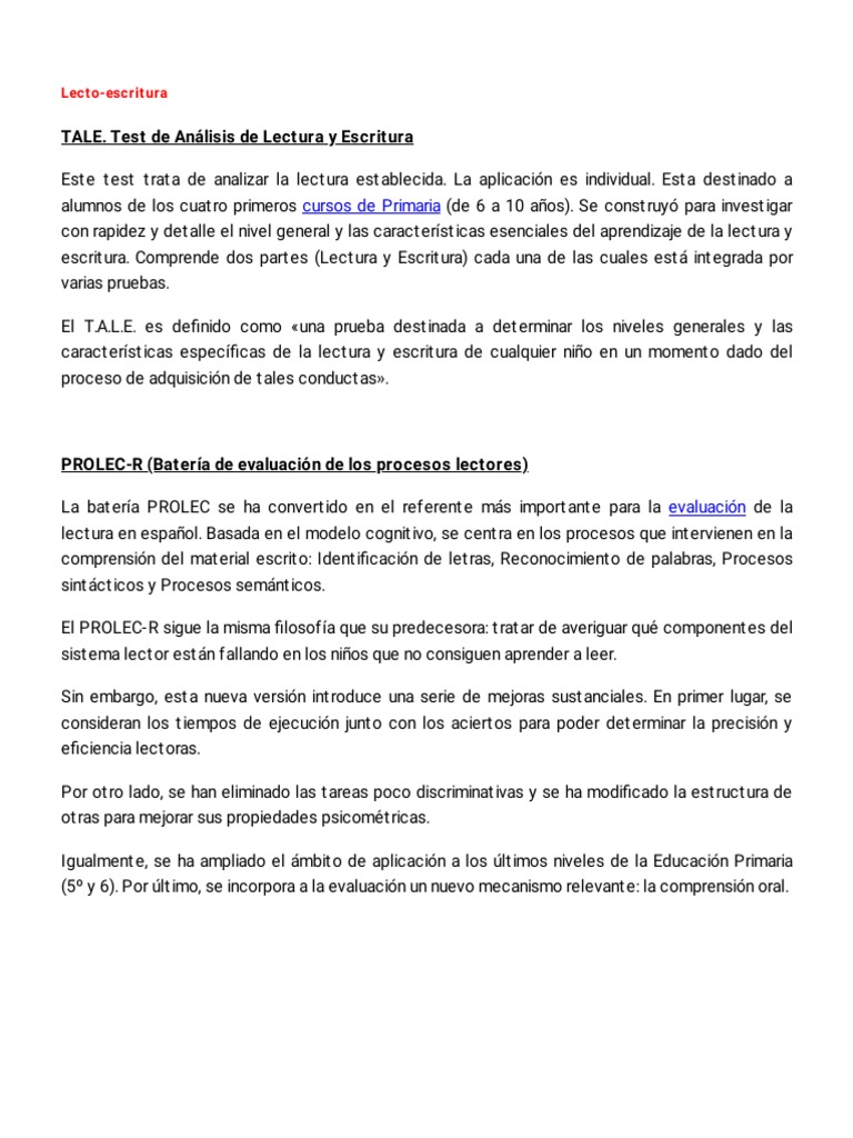 PROESC. Batería de Evaluación de los Procesos de Escritura