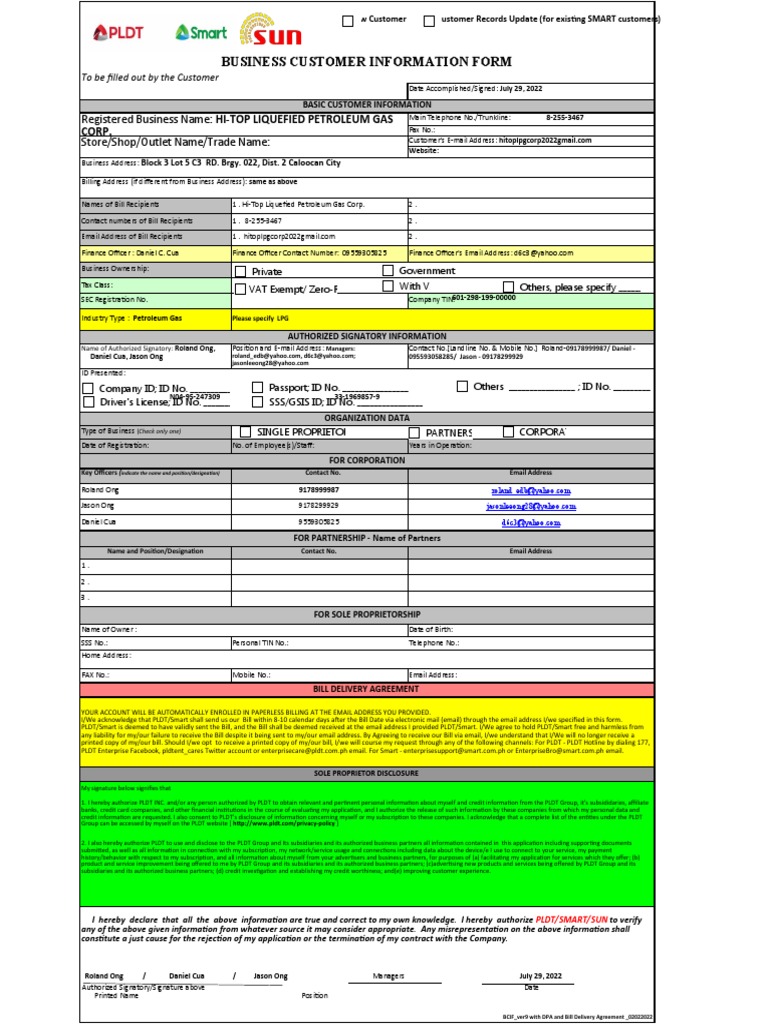 BCIF and DPA Delivery Agreement Form | PDF | Sole Proprietorship | Business