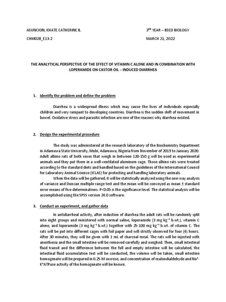 Asuncion Assignment (Module 1) PDF Vitamin C Diarrhea