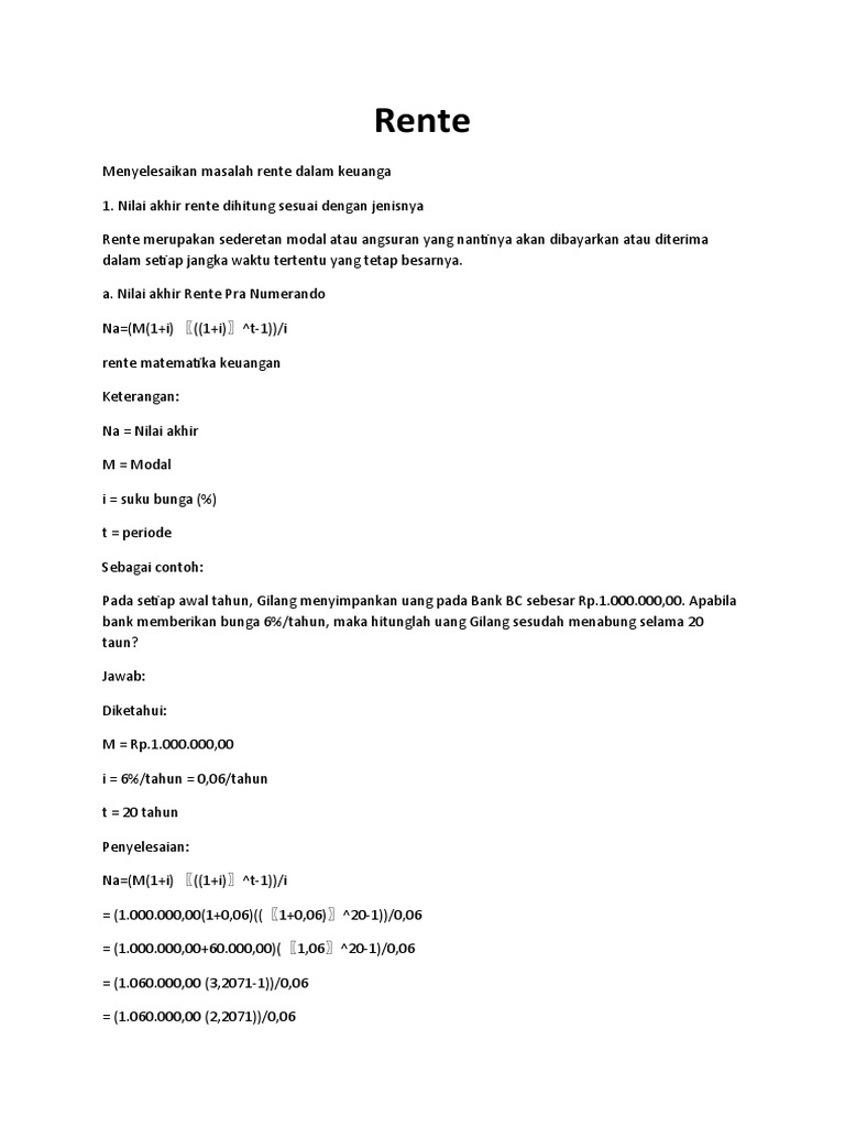Rente dan Anuitas dalam Keuangan | PDF