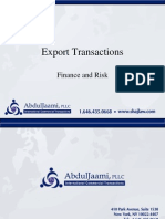 Export Transactions: Finance and Risk