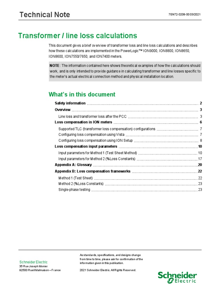 IONTR & Line Loss Calculation Download Free PDF Transformer