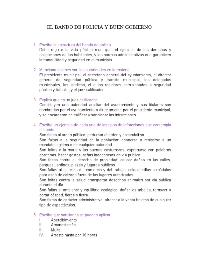 T.3, El Bando de Policia y Buen Gobierno | PDF | Policía | Gobierno local