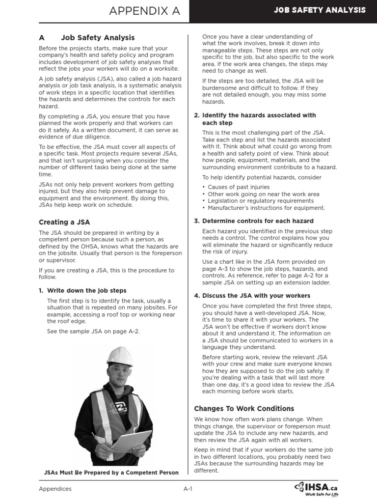 Job Safety Analysis PDF Business Workplace
