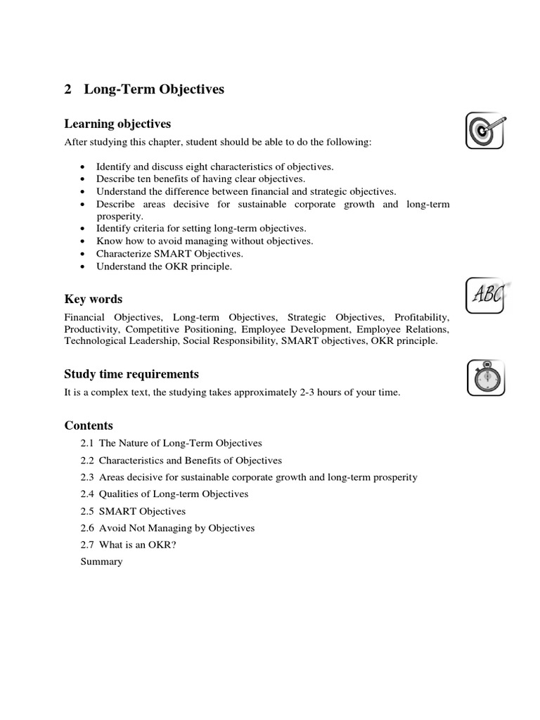 Long-Term Objectives in Strategic Management | PDF | Corporate Social ...