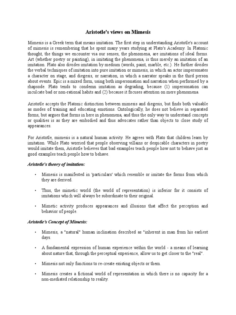 Aristotle's Concept of Mimesis Explained | PDF | Aristotle | Concept