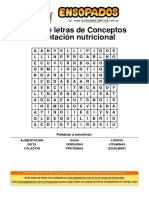 Sopa de Letras de Conceptos Orientación Nutricional