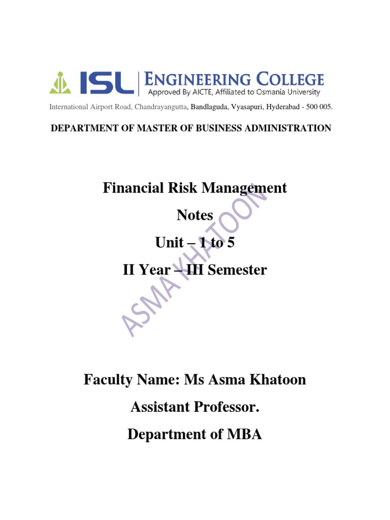 Financial Risk Management Notes | PDF | Futures Contract | Derivative ...