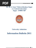 Information Bulletin 2011: Dr. H. S. Gour Vishwavidyalaya Sagar (A Central University) Sagar - 470003 MP