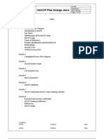 HACCP Plan Orange Juice