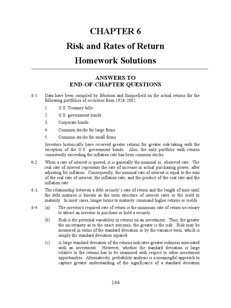 Risk and Return Analysis Solutions | PDF | Beta (Finance) | Standard ...