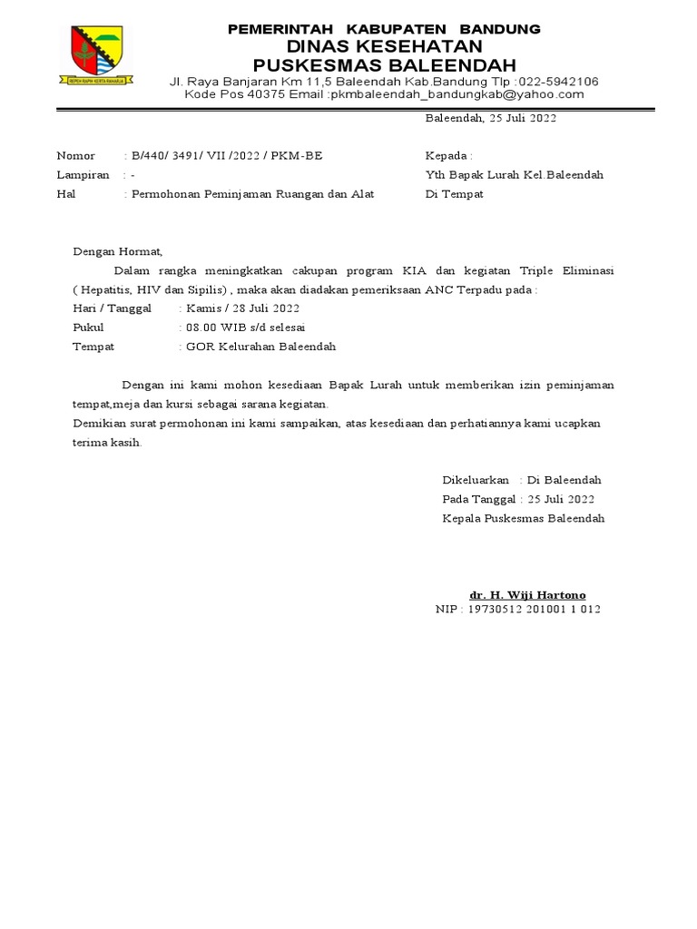 Surat Peminjaman Tempat | PDF