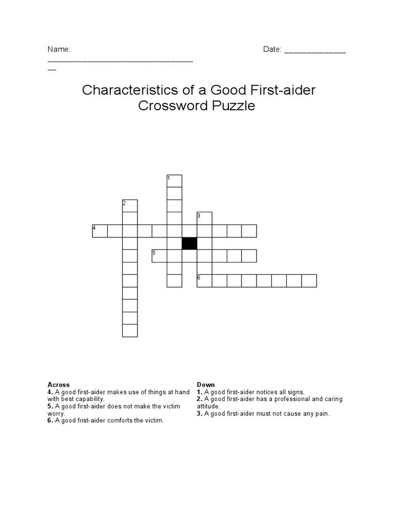 Characteristics of a Good Firstaider Crossword Puzzle PDF
