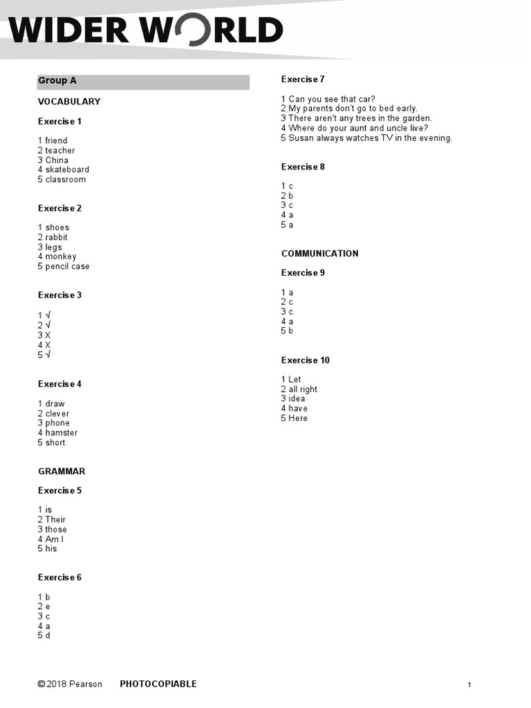 Wider World Starter Tests AK Placement Final | PDF